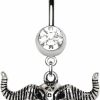 Pierced Owl Pierced Owl Antique Bull Skull Head Dangle Belly Button Navel Ring | Body Piercing Rings