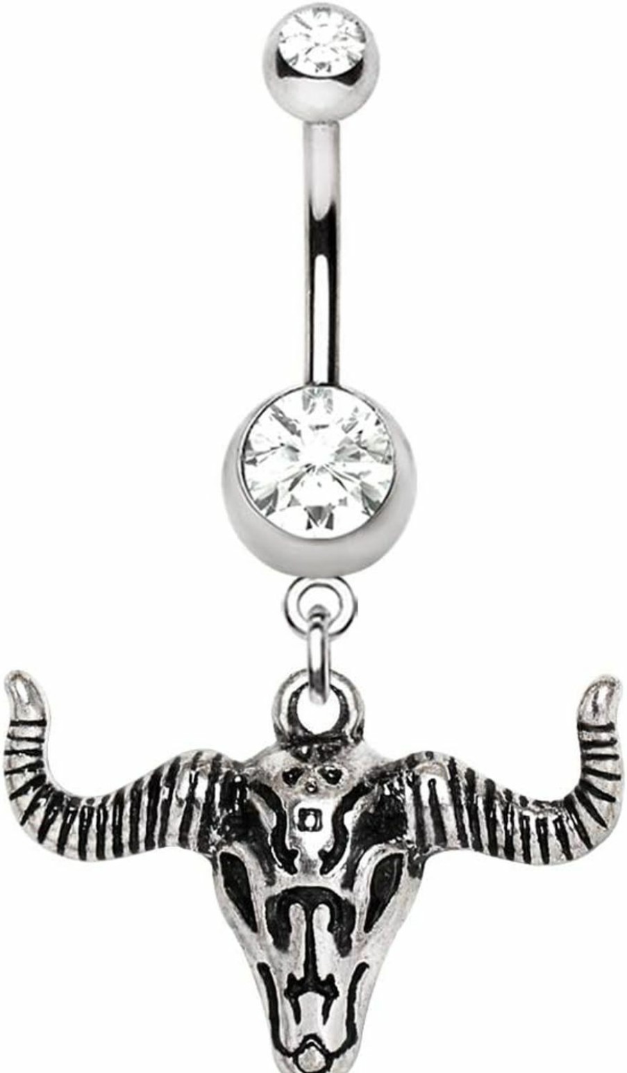 Pierced Owl Pierced Owl Antique Bull Skull Head Dangle Belly Button Navel Ring | Body Piercing Rings