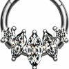 Pierced Owl Pierced Owl - 16Ga Stainless Steel 5 Cz Crystal Marquise Septum Cartilage Helix Daith Hinged Segment Clicker Ring | Body Piercing Rings