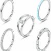 FINREZIO Finrezio 5Pcs 18G 16G Nose Rings Hoop For Women Men Surgical Steel Septum Rings Cz Opal Clicker Cartilage Double Hoop Hinged Segment Daith Conch Helix Tragus Piercing Jewelry 8Mm 10Mm | Body Piercing Rings