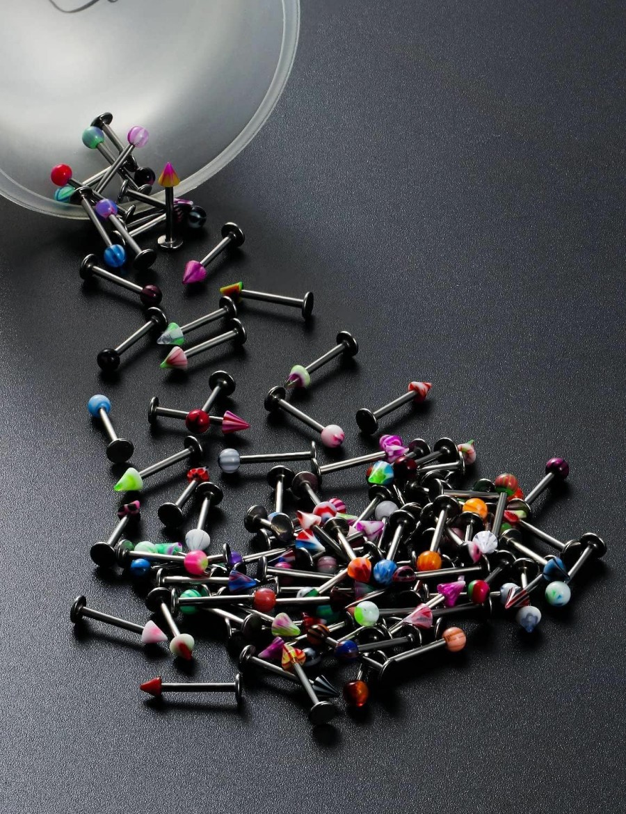 Heienngy Heienngy 100Pcs 16G Lip Rings Stainless Surgical Steel Labret Jewelry Monroe Lip Rings Nail Cartilage Tragus Helix Earrings Studs Nose Ring Medusa Piercing Jewelry For Women Men 6Mm 8Mm 10Mm | Body Piercing Rings