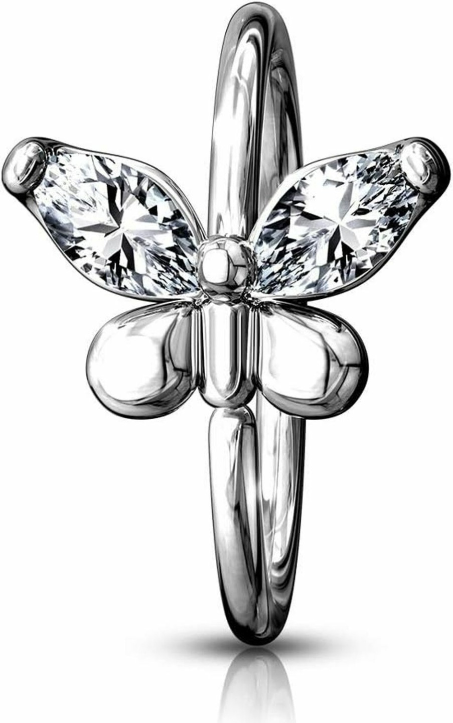 Pierced Owl Pierced Owl - 20Ga Cz Crystal Butterfly Bendable Annealed Nose Cartilage Ring | Body Piercing Rings