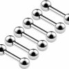 KJM Fashion Kjm Fashion 6Pcs Stainless Steel Anodized Straight Barbell Ball Rook Eyebrow Daith Cartilage Earrings Tragus Piercing Jewelry | Body Piercing Rings