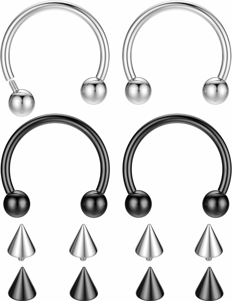 IRONBOX Ironbox 16G G23 Titanium Horseshoe Septum Rings Internally Threaded Nose Rings Hoop Helix Daith Cartilage Tragus Earrings Nipple Eyebrow Body Piercing Jewelry | Body Piercing Rings