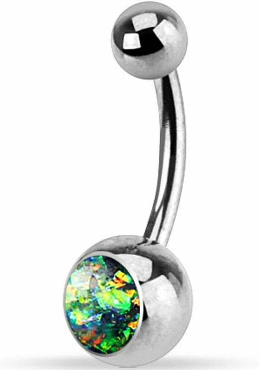 FIFTH CUE Fifth Cue 14G Opal Glitter Set 316L Surgical Steel Belly Button Rings | Body Piercing Rings