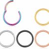 Generic Evispol 5Pcs Set 16G Nose Rings 316L Surgical Steel Hinged Nose Ring Hoop Septum Clicker For Women Men Lip Nipple Rings Cartilage Rook Helix Earring Conch Tragus Daith Earrings Piercing Jewelry-10Mm | Body Piercing Rings