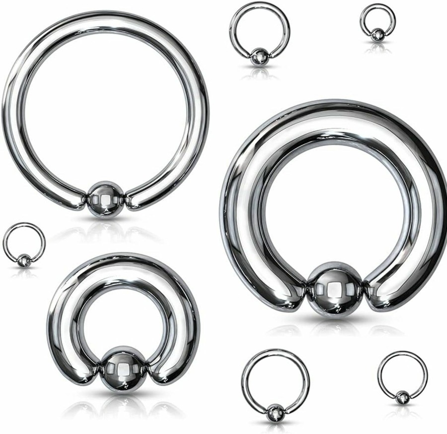 FIFTH CUE Fifth Cue 2G | 4G | 6G | 8G | 10G | 12G - Colored Tension Captive Titanium Ip 316L Surgical Implant Grade Steel Bead Ring | Opening Pliers Required | Body Piercing Rings