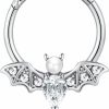 EVISPOL Evispol 16G Septum Ring For Women Men 316L Surgical Stainless Steel Nipple Rings Cute Halloween Bat Nose Ring Seamless Hinged Segment Clicker Cz Daith Earrings Rook Helix Tragus Cartilage Piercing Jewelry | Body Piercing Rings