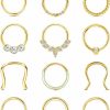 YADOCA Yadoca 12Pcs 16G Septum Rings Surgical Steel Septum Clicker Hinged Nose Rings Hoops For Women Men Cartilage Hoop Earrings Horseshoe Daith Helix Tragus Conch Septum Piercing Jewelry | Body Piercing Rings