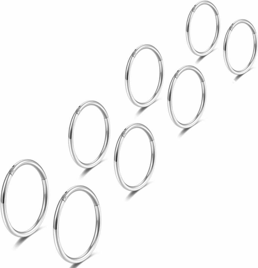 Lantine Lantine 6-12Pcs 18G 20G Nose Rings For Women Men 316L Surgical Steel 16G Septum Ring Cute Tiny Cartilage Helix Conch Daith Tragus Earrings 6-16Mm Set | Body Piercing Rings