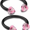 bodyjewellery Bodyjewellery 2Pcs 16G Horseshoe Ring Septum Catilage Hoop Nose Lip Tragus Forward Helix Black Anodized Hand Painted 03 Spike - Pick Size | Body Piercing Rings