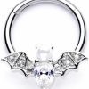 Body Candy Body Candy Womens 16G Steel Hinged Segment Ring Seamless Cartilage Nipple Ring Clear Bat Nose Hoop 3/8\" | Body Piercing Rings