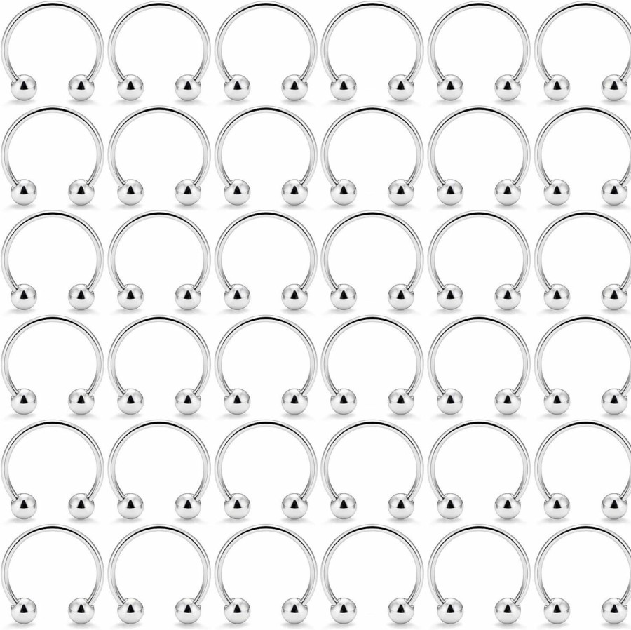 Ftovosyo Ftovosyo 18-36Pcs 20G Nose Hoop Rings Surgical Steel Septum Ring Tragus Cartilage Helix Hoop Earrings Lip Horseshoe Barbell Piercing Jewelry For Women Men 8Mm 10Mm 12Mm | Body Piercing Rings