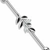 Amelia Fashion Amelia Fashion 14 Gauge Cz Set Leaf Industrial Barbell 316L Surgical Stainelss Steel (Choose Color) | Body Piercing Rings