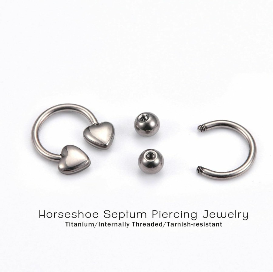 MILACOLATO Milacolato 16G Septum Rings For Women Men | Implant Grade G23 Titanium Horseshoe Septum Piercing Jewelry | Helix Daith Cartilage Tragus Earrings Nose Lip Eyebrow Piercing Jewelry 8Mm 10Mm 12Mm | Body Piercing Rings