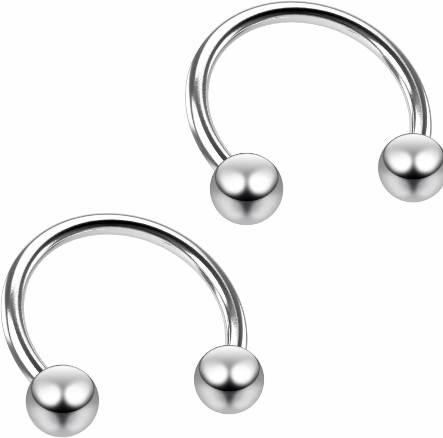 Evonix 8Pc 18G Stainless Steel Horseshoe Earrings Barbell Gauge Hoop Cartilage Daith Tragus Piercing (Choose Color, Diameter) | Body Piercing Rings