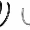 MEQNOIG Meqnoig Double Hoop Nose Ring For Single Piercing Black Silver Spiral Nostril Piercing Jewelry Cartilage Earrings Stainless Steel Nose Ring Hoop For Women Men | Body Piercing Rings