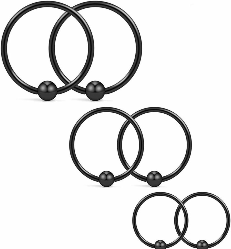 Ruifan Ruifan 18G 8Mm 10Mm 12Mm Nose Hoop Lip Eyebrow Tongue Helix Tragus Cartilage Septum Piercing Ring 6Pcs | Body Piercing Rings