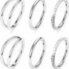 MOQIKAKA Moqokaka16G 18G 20G Surgical Steel Nose Septum Rings Hoops - Stainless Steel Segment Nose Rings Hoop Helix Cartilage Clicker Daith Tragus Sleeper Hoop Earrings, Body Piercing Rings For Women Men 6Mm 8Mm 10Mm | Body Piercing Rings