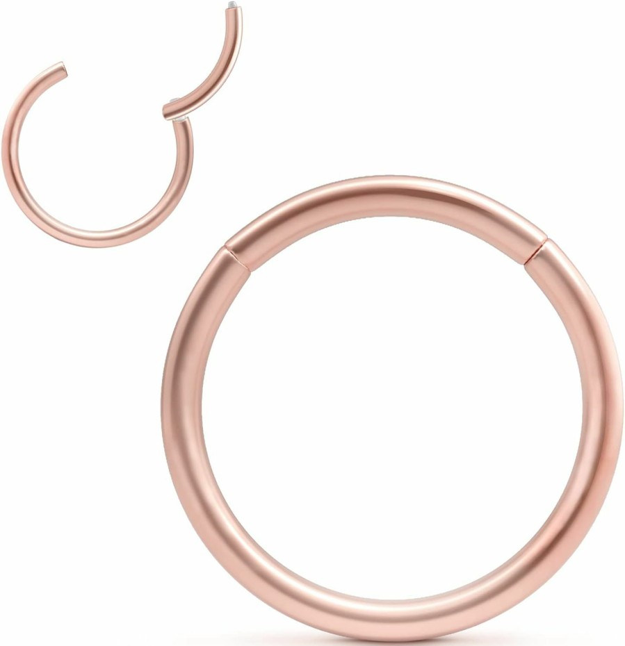 YOUATB 16G 18G 20G 316L Surgical Steel Seamless Hinged Nasal Septum Nose Hoops Ring 7Mm- 8Mm- 9Mm- 10Mm, Silver- Gold- Black- Rose Gold | Body Piercing Rings