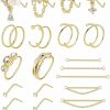 NICEIGHT Niceight 24Pcs 20G Stainless Steel Nose Ring Chain Piercing Across Double Nose Stud With Nose Chain Nostril Piercing Jewelry | Body Piercing Rings