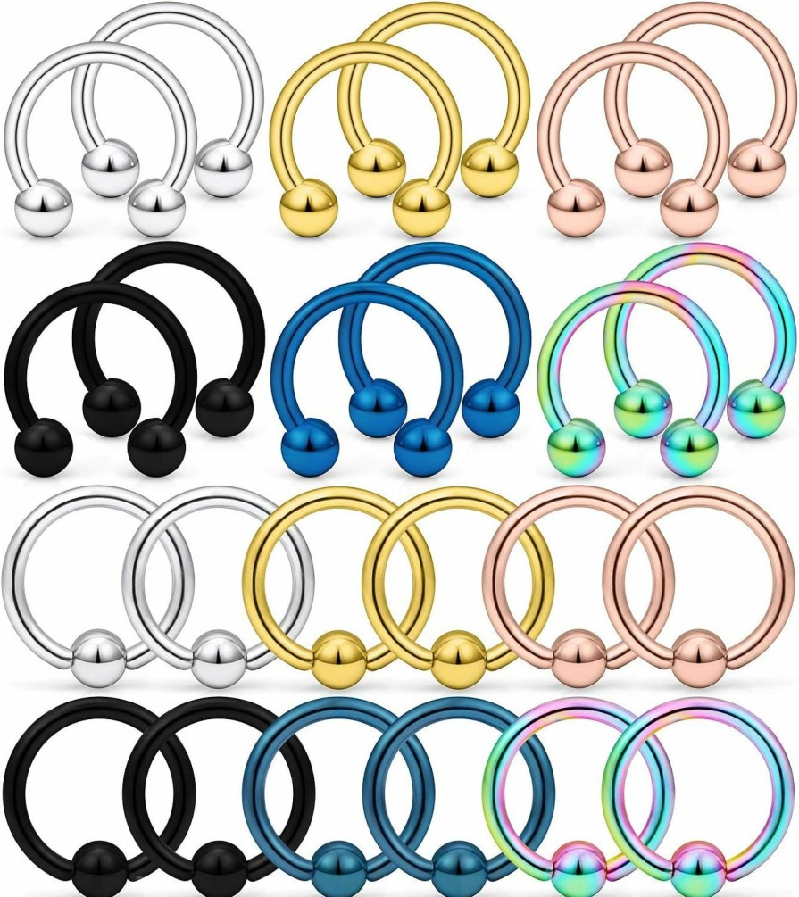 Kridzisw Kridzisw 14G Septum Nose Rings Eyebrow Lip Rings Lobe Earrings Hoop 316L Surgical Steel Cartilage Helix Tragus Rook Daith Earrings Hoops Piercing Jewelry For Women Men 8Mm 10Mm 12Mm 14Mm 16Mm 19Mm | Body Piercing Rings