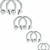 Ruifan Ruifan 8Pcs 12G Surgical Steel Nose Septum Horseshoe Hoop Earring Eyebrow Tragus Lip Piercing Ring Balls & Spikes 10-16Mm | Body Piercing Rings