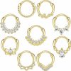 Ubjuliwa Ubjuliwa 9Pcs Septum Rings Jewelry 16G Daith Earrings Hinged Hoop Nose Rings Septum Clicker Cz Stainless Steel Cartilage Earring Helix Tragus Daith Piercing Jewelry For Women | Body Piercing Rings