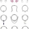 Florideco Florideco 12Pcs 16G Septum Rings For Women Men Septum Nose Ring Horseshoe Hoop Helix Daith Cartilage Earrings Hoop Cz Dangle Nose Septum Piercing Jewelry | Body Piercing Rings