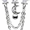 Pierced Owl Pierced Owl - 14Ga Stainless Steel Cz Crystal Dangling Chains Celestial Top Drop Reverse Belly Button Ring | Body Piercing Rings