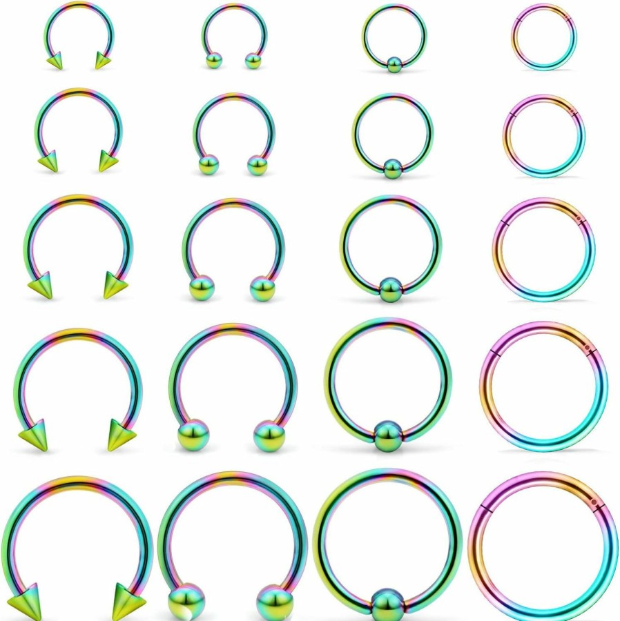 Ocptiy Ocptiy 16G 14G Septum Rings 316L Surgical Steel Hinged Septum Nose Rings Clicker Lip Ear Cartilage Helix Tragus Piercing 8Mm 10 12Mm 14Mm 16Mm | Body Piercing Rings