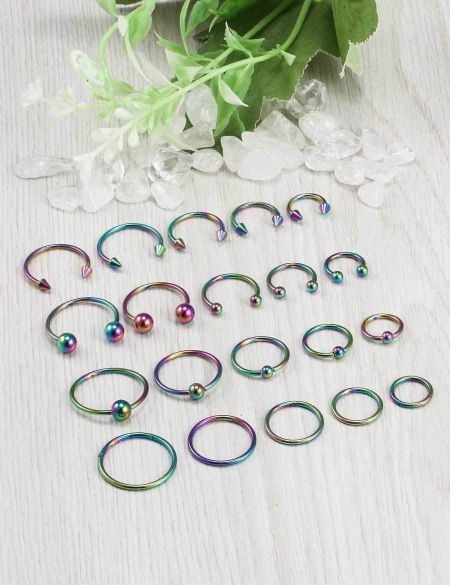 Ocptiy Ocptiy 16G 14G Septum Rings 316L Surgical Steel Hinged Septum Nose Rings Clicker Lip Ear Cartilage Helix Tragus Piercing 8Mm 10 12Mm 14Mm 16Mm | Body Piercing Rings