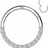 ALACLO Alaclo 14K White Gold Septum Rings 16G For Women & Men, 8Mm Hinged Segment Earring Hoop, Nose Rings For Helix, Rook, Tragus, Daith, Hypoallergenic, Real Gold Body Piercing | Body Piercing Rings