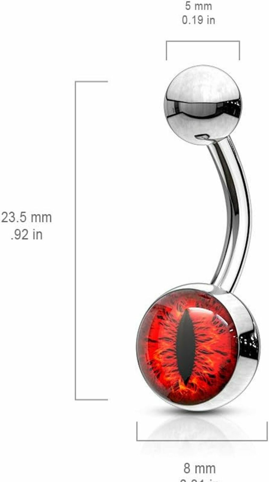 FIFTH CUE Fifth Cue 14G Snake Eye Inlaid 316L Surgical Steel Naval Belly Button Ring | Body Piercing Rings