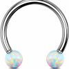 OUFER Oufer Septum Rings 16G, G23 Solid Titanium Septum Piercing, Internally Threaded Spherical Design Opal Septum Jewelry, Helix Daith Snug Conch Piercing Jewelry For Women Men | Body Piercing Rings