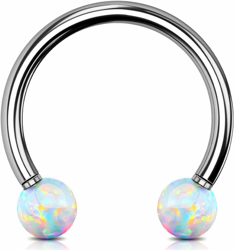 OUFER Oufer Septum Rings 16G, G23 Solid Titanium Septum Piercing, Internally Threaded Spherical Design Opal Septum Jewelry, Helix Daith Snug Conch Piercing Jewelry For Women Men | Body Piercing Rings