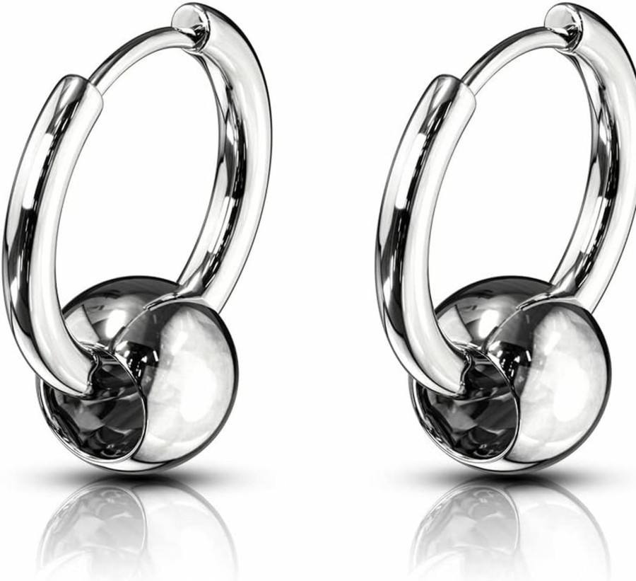 Pierced Owl 20Ga 316L Stainless Steel Faux Captive Bead Hinged Hoop Earrings, Sold As A Pair | Body Piercing Rings