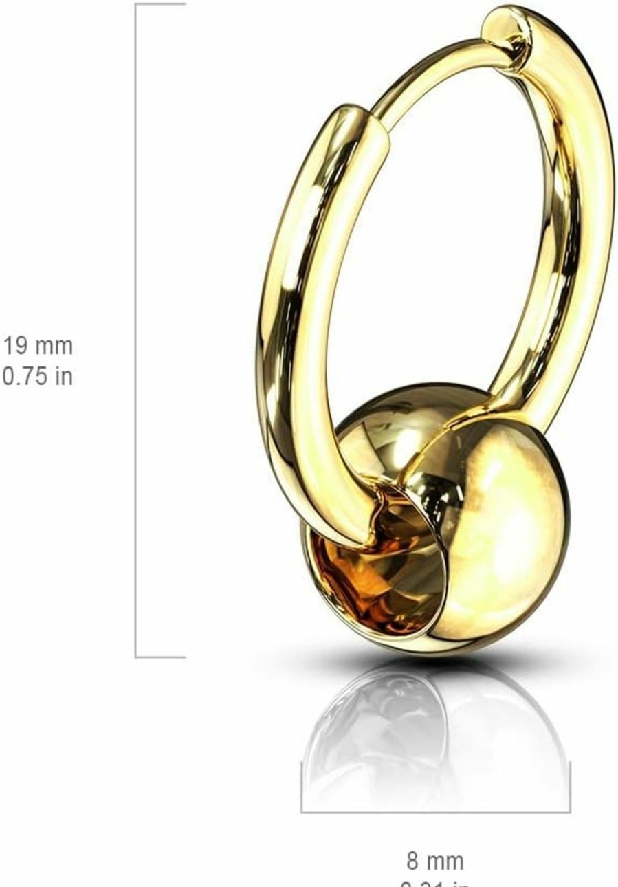 Pierced Owl 20Ga 316L Stainless Steel Faux Captive Bead Hinged Hoop Earrings, Sold As A Pair | Body Piercing Rings