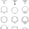 THUNARAZ Thunaraz 16G Septum Rings For Women Men Surgical Steel Septum Jewelry Clicker Hinged Nose Rings Hoop Daith Piercing Jewelry Silver Tone | Body Piercing Rings