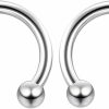 Evonix 2Pc 14G Surgical Stainless Steel Horseshoe Hoop 3Mm Ball Circular Barbells Earrings Cartilage Helix Septum Nose Lip Rings - Select Diamter | Body Piercing Rings