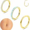 Sanfenly Sanfenly 14G Belly Button Rings 316L Surgical Steel Belly Ring Hoop Clear Cz Opal Navel Rings Hoop Clicker Segment Belly Piercing Jewelry Gold Silver Tone 8Mm 10Mm 12Mm | Body Piercing Rings