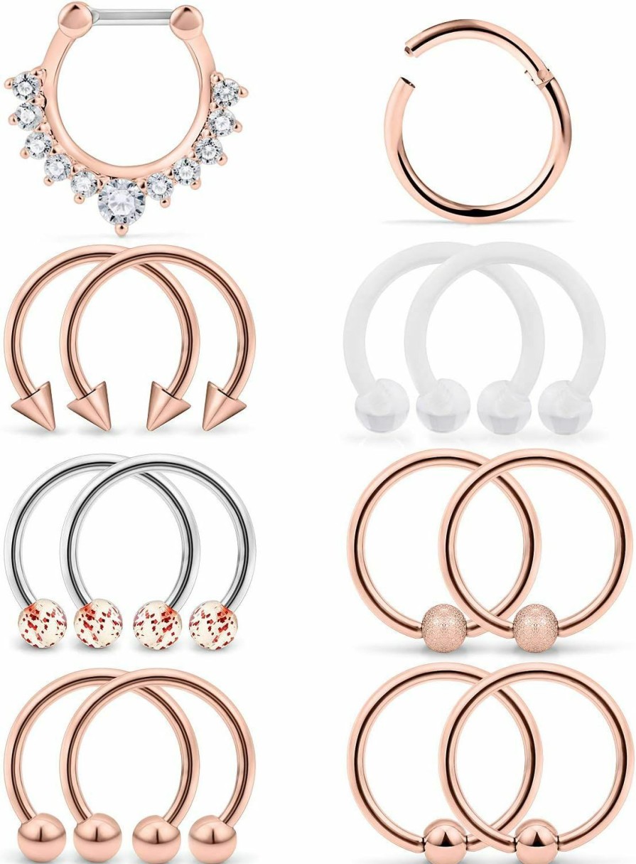 Yaalozei Yaalozei 16G 14G Septum Rings Hypoallergenic Surgical Steel Septum Nose Rings Hoop Tragus Cartilage Helix Earrings Hoops Piercing Jewelry For Women Men 10Mm | Body Piercing Rings