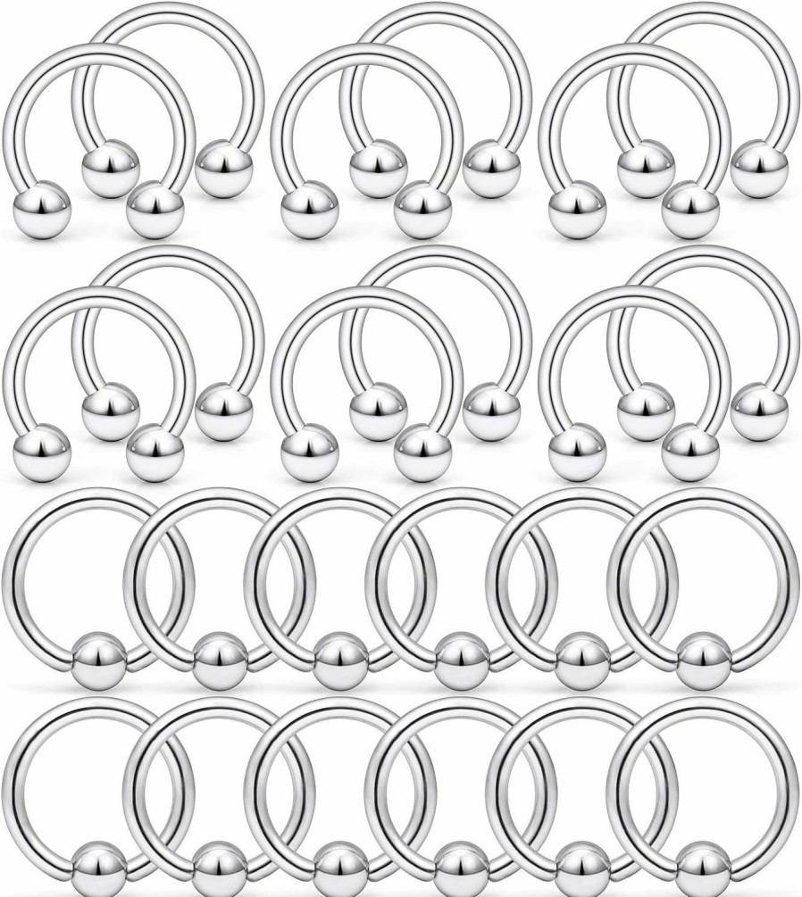 Kridzisw Kridzisw 12G Septum Nose Rings Eyebrow Lip Rings Lobe Earrings Hoop 316L Surgical Steel Cartilage Helix Tragus Rook Daith Earrings Hoops Piercing Jewelry For Women Men 10Mm 12Mm 14Mm 16Mm | Body Piercing Rings