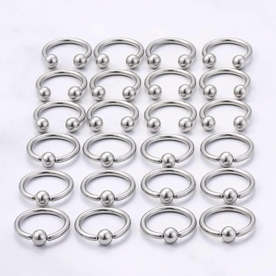 Kridzisw Kridzisw 12G Septum Nose Rings Eyebrow Lip Rings Lobe Earrings Hoop 316L Surgical Steel Cartilage Helix Tragus Rook Daith Earrings Hoops Piercing Jewelry For Women Men 10Mm 12Mm 14Mm 16Mm | Body Piercing Rings