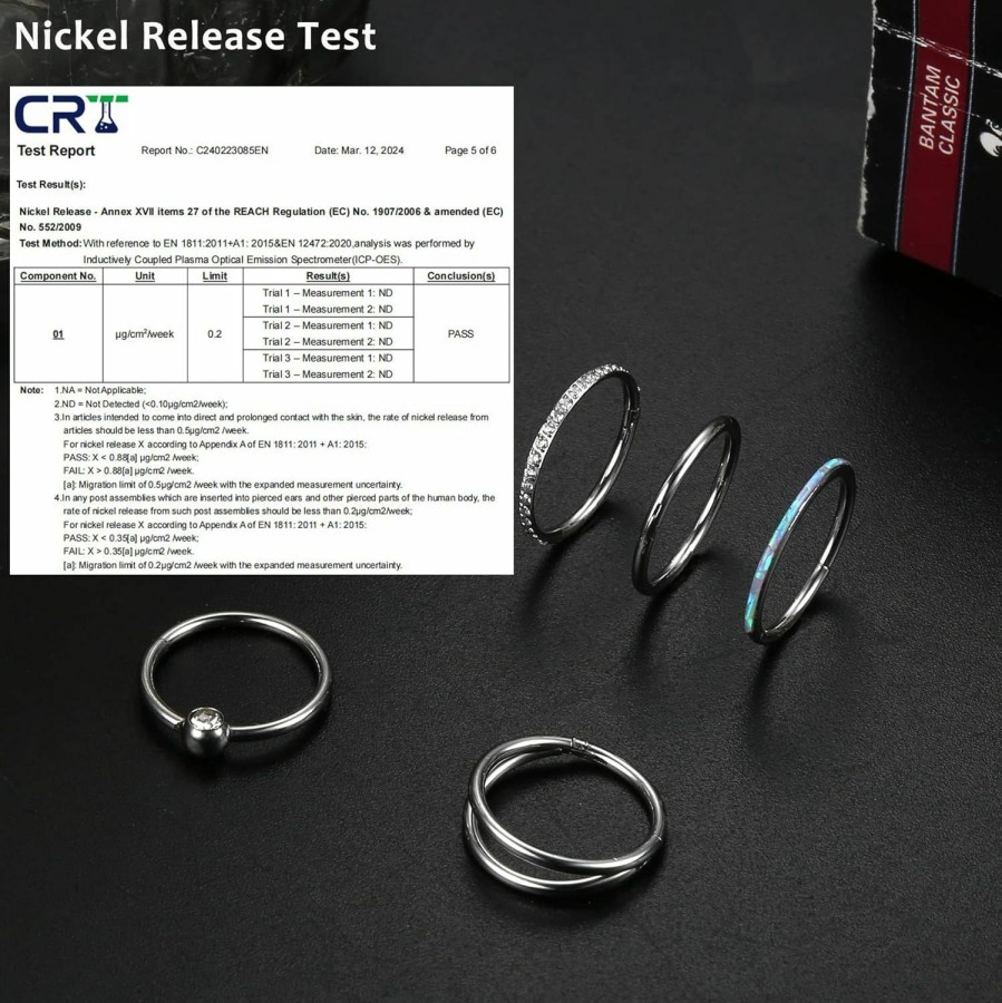 THUNARAZ Thunaraz 5Pcs 18G 16G Surgical Steel Nose Rings Hoop For Women Cz Opal Septum Hinged Clicker Segment Lip Rings Helix Cartilage Hoop Earring Rook Daith Seamless Body Piercing Rings For Women Men 8Mm 10Mm | Body Piercing Rings