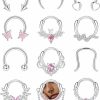 Florideco Florideco Surgical Steel Small Septum Jewelry Septum Piercing Jewelry Cute Snake Butterfly Silver Septum Rings Hoop Nose Rings Daith Earrings 10Mm | Body Piercing Rings