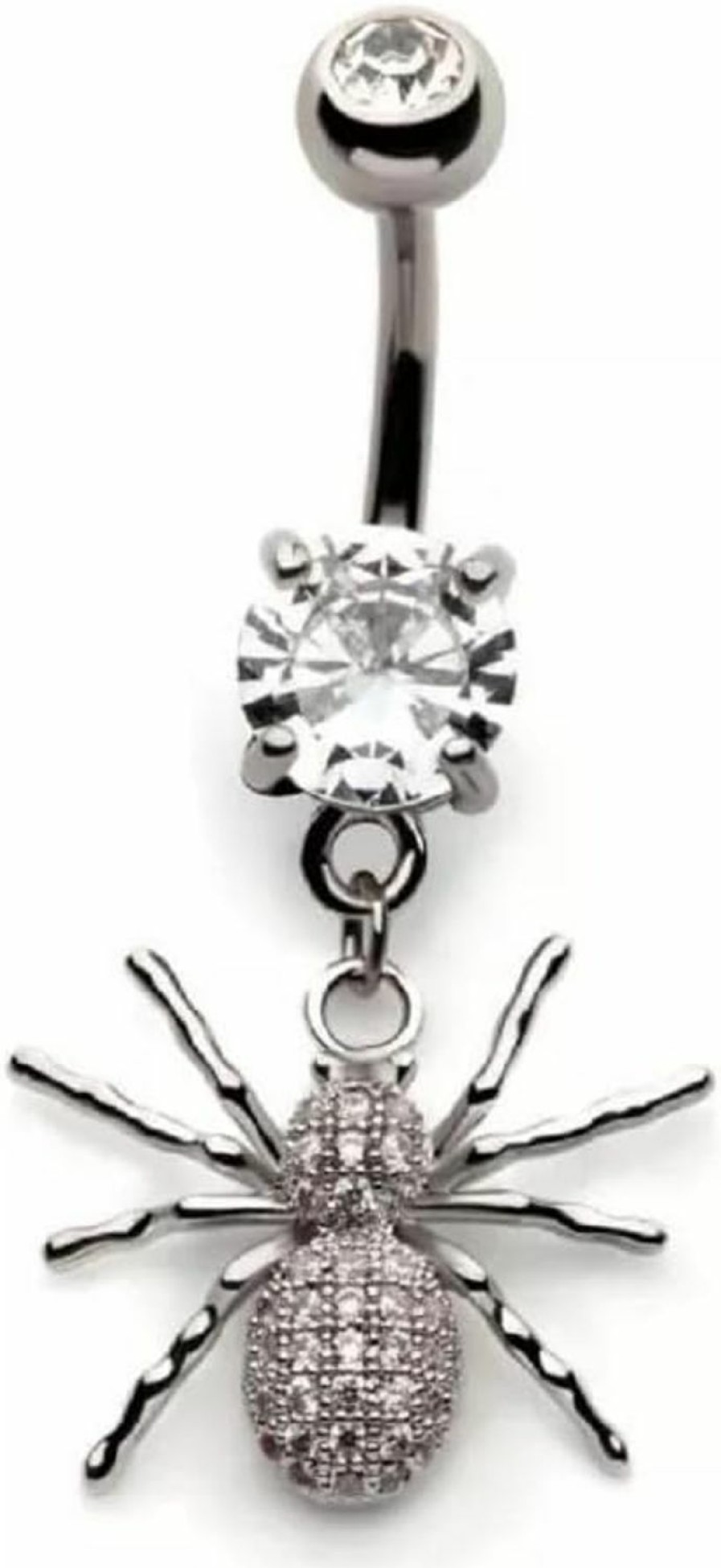 Pierced Owl Pierced Owl 14Ga 316L Stainless Steel Cz Crystal Paved Spider Dangling Belly Button Ring | Body Piercing Rings