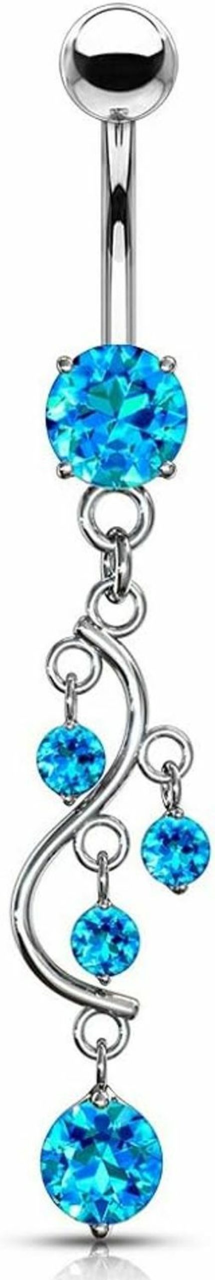 Pierced Owl Pierced Owl - 14G Stainless Steel Cascading Cz Crystal Vine Dangling Belly Button Ring | Body Piercing Rings