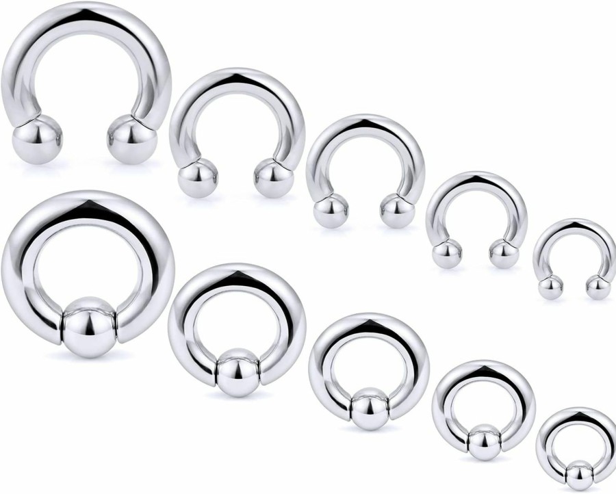 Ocptiy Ocptiy 6G 8G 12G 14G 16G Pa Ring Horseshoe Cbr Circular Barbell 316L Surgical Steel Internally Threaded Pierced Body Jewelry For Women Inner Diameter:10Mm 12Mm 14Mm 16Mm | Body Piercing Rings