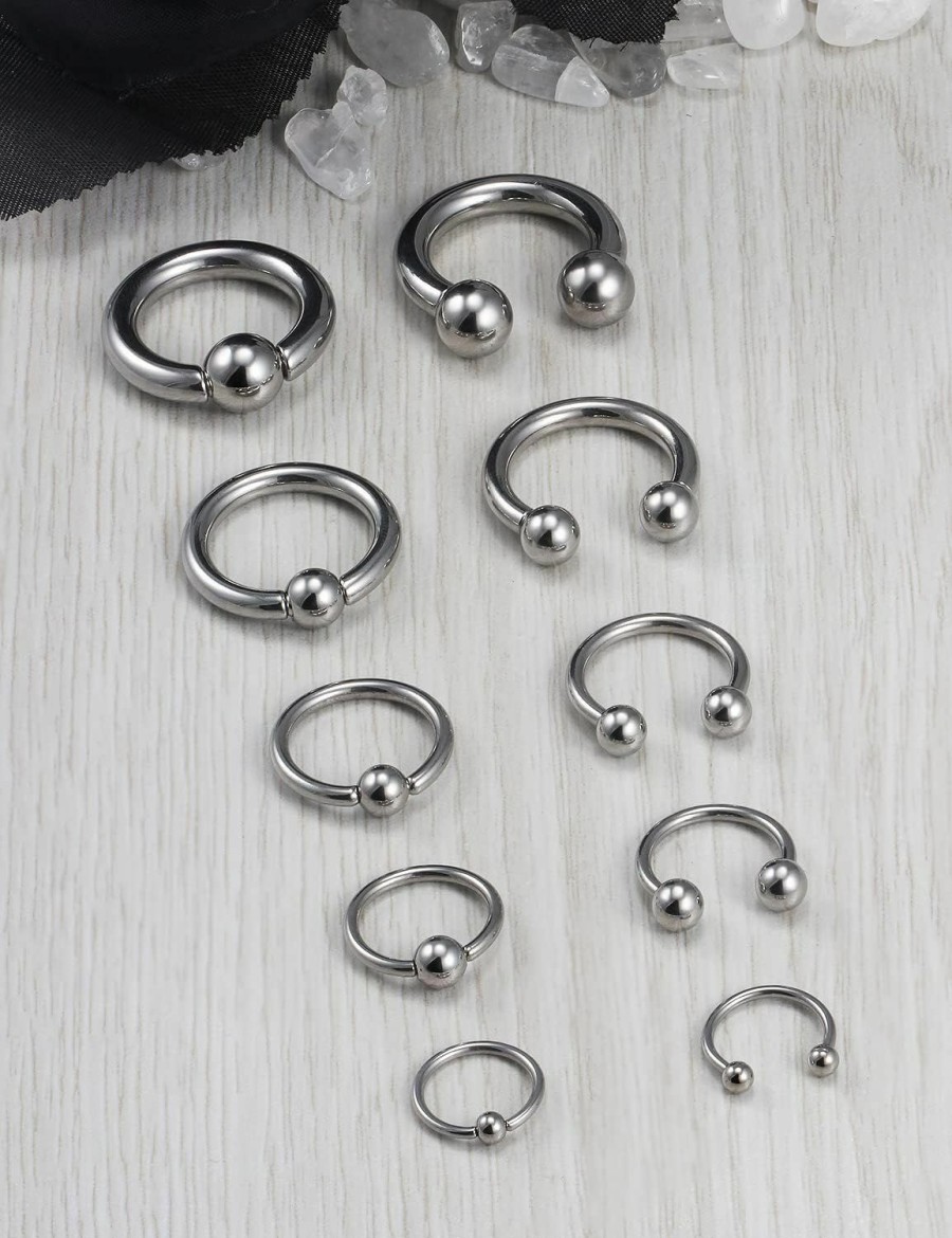 Ocptiy Ocptiy 6G 8G 12G 14G 16G Pa Ring Horseshoe Cbr Circular Barbell 316L Surgical Steel Internally Threaded Pierced Body Jewelry For Women Inner Diameter:10Mm 12Mm 14Mm 16Mm | Body Piercing Rings